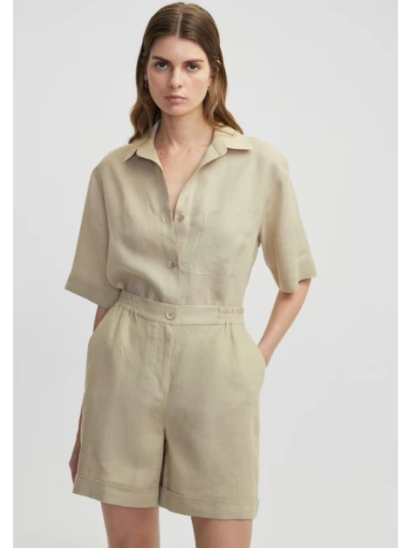İpekyol Elastik Bel Keten Şort IS1250013048