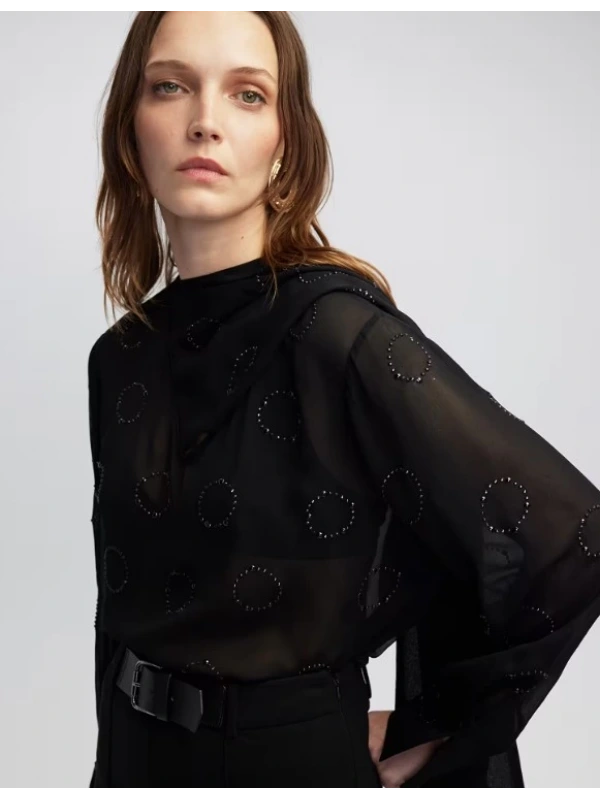 İpekyol Hotfix Baskılı Şifon Bluz IW6250006051