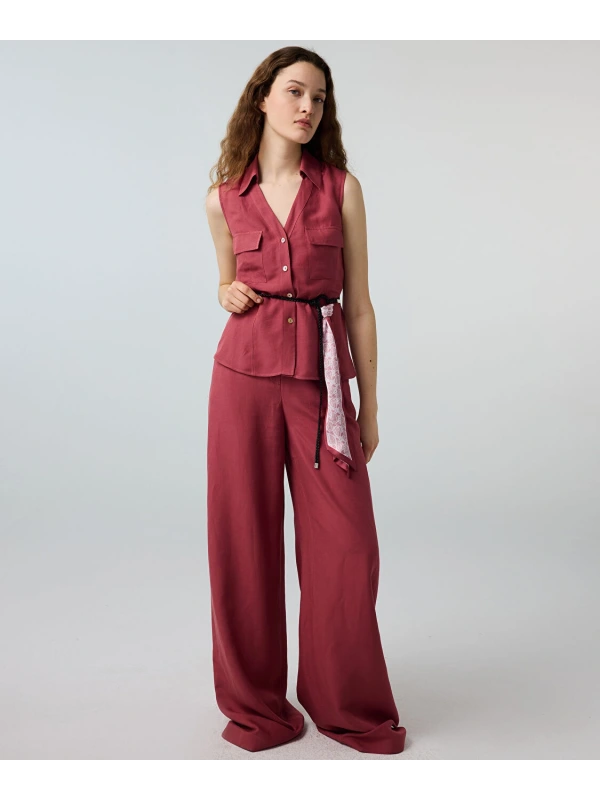 İpekyol Keten İçerikli Wide Leg Pantolon IS1260003192