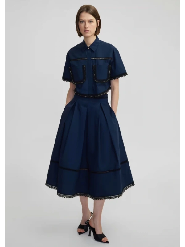 İpekyol Kontrast Şeritli Midi Etek IS1250004158