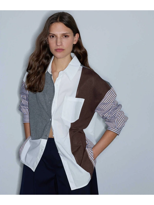İpekyol Kumaş Mix Oversize Gömlek IW6260025140