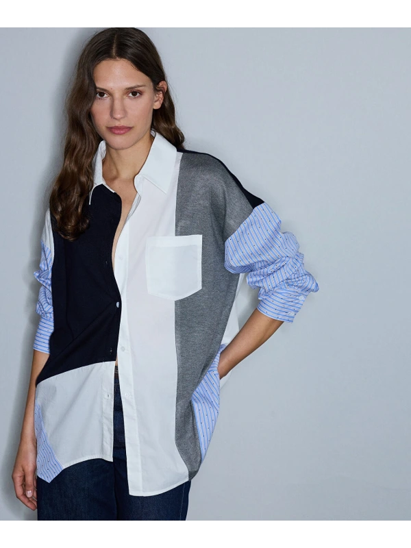 İpekyol Kumaş Mix Oversize Gömlek IW6260025140