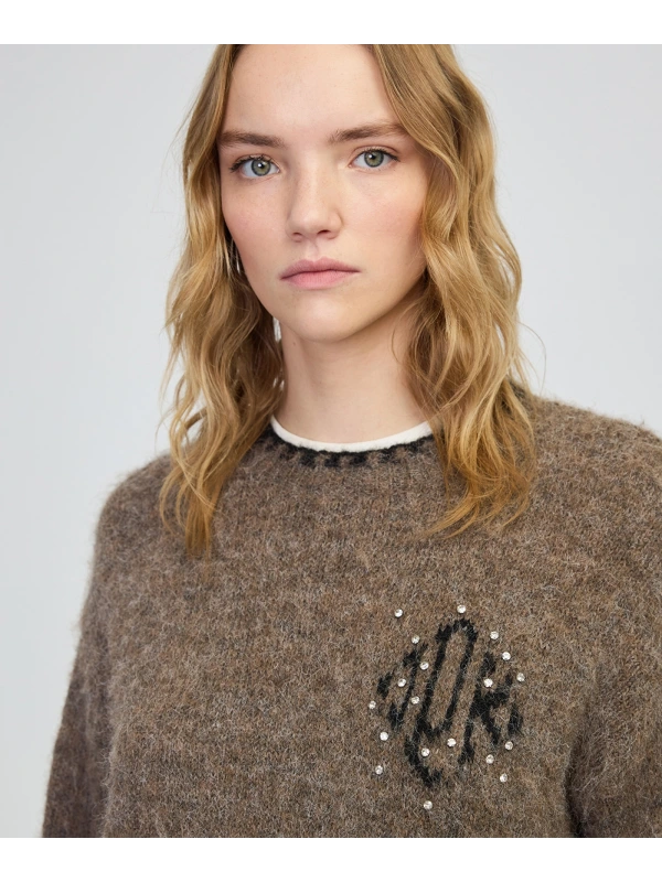 İpekyol Monogram Jakarlı Strass Taş İşlemeli Kazak IW6250050110