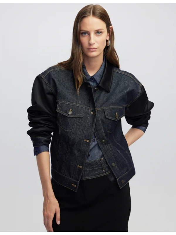 İpekyol Saten Denim Mix Ceket IW6250005044