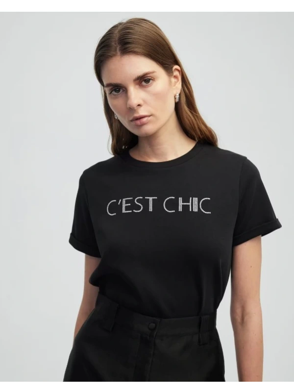 İpekyol Slogan Nakışlı T-shirt IS1250070134