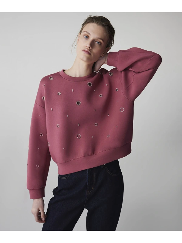 İpekyol Strass Taşlı Cutout Sweatshirt IS1260091021