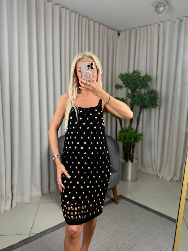 Join Us El İşi İstiridyeli Triko Astarlı Mini Elbise 2025S032