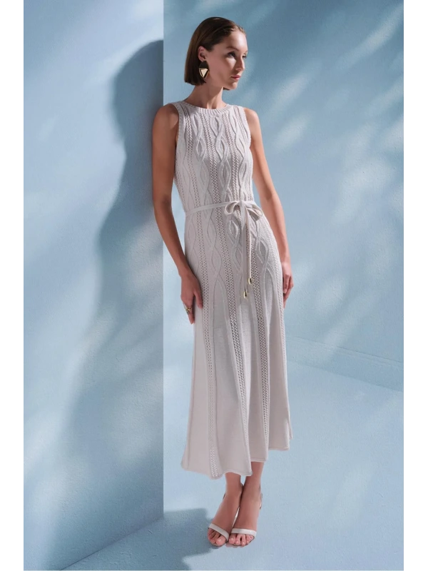 Join Us Saç Örgü Detaylı Kuşaklı Mini Elbise 2025S022