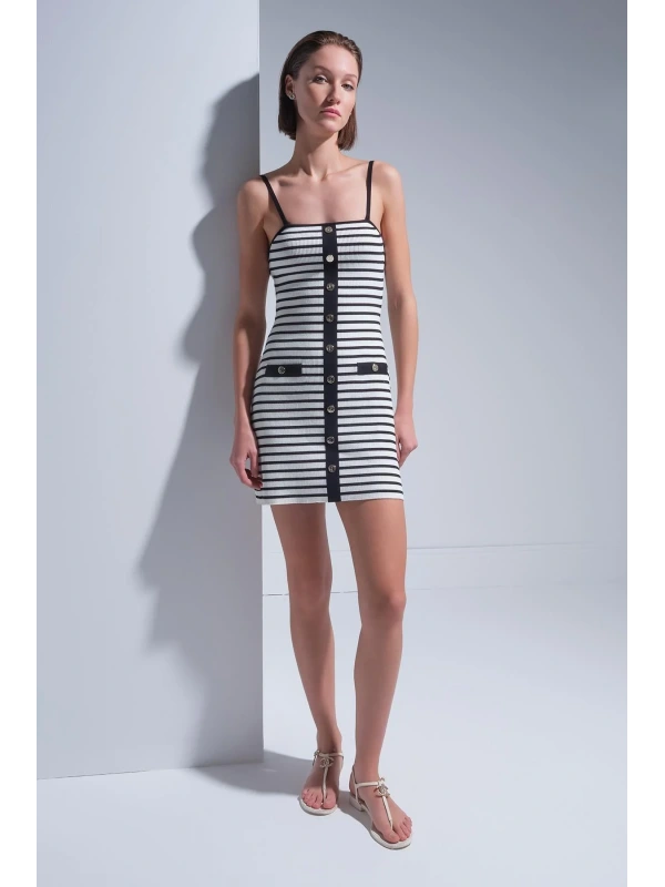 Join Us Süs Düğme Detaylı Çıkarılabilir Askılı Mini Elbise 2025S012