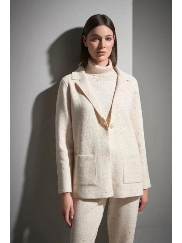 Join Us Tek Düğmeli Nopeli Triko Blazer Ceket 2526W001