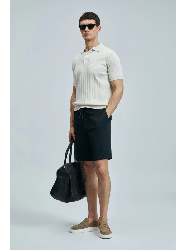 Lufian Erkek Aler Chino Slim Siyah Şort 111210079