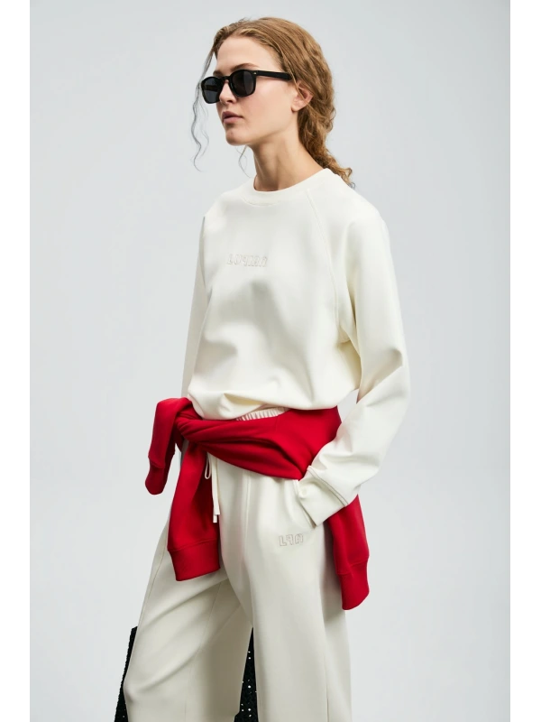 Lufian Alice Kadın Kırık Beyaz Örme Sweatshirt 122030016