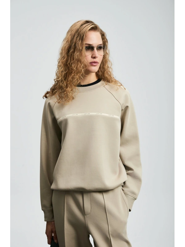 Lufian Angelina Kadın Bej Örme Sweatshirt 122030019