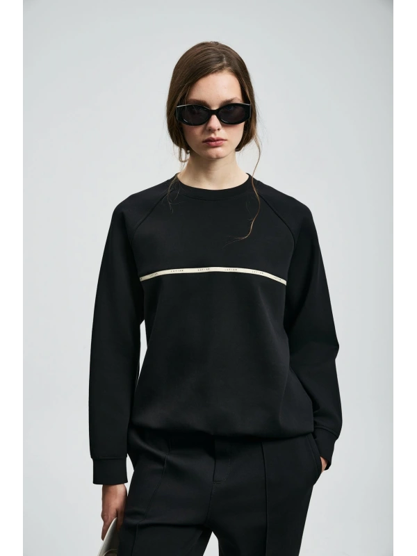 Lufian Angelina Kadın Siyah Örme Sweatshirt 122030019