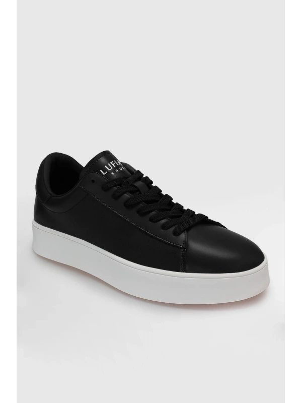 Lufian Anton Erkek Siyah Deri Sneaker Ayakkabı 111230254