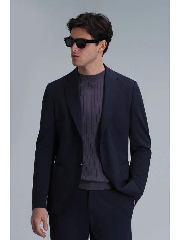 Lufian Erkek Asel Spor Slim Fit Lacivert Blazer Ceket 111140170