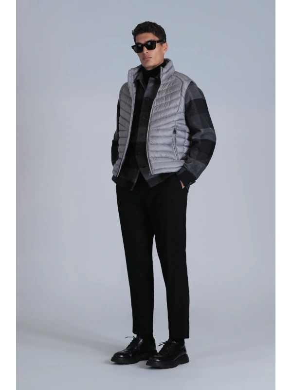 Lufian Axel Kaz Tüyü Erkek Gri Yelek 112130024