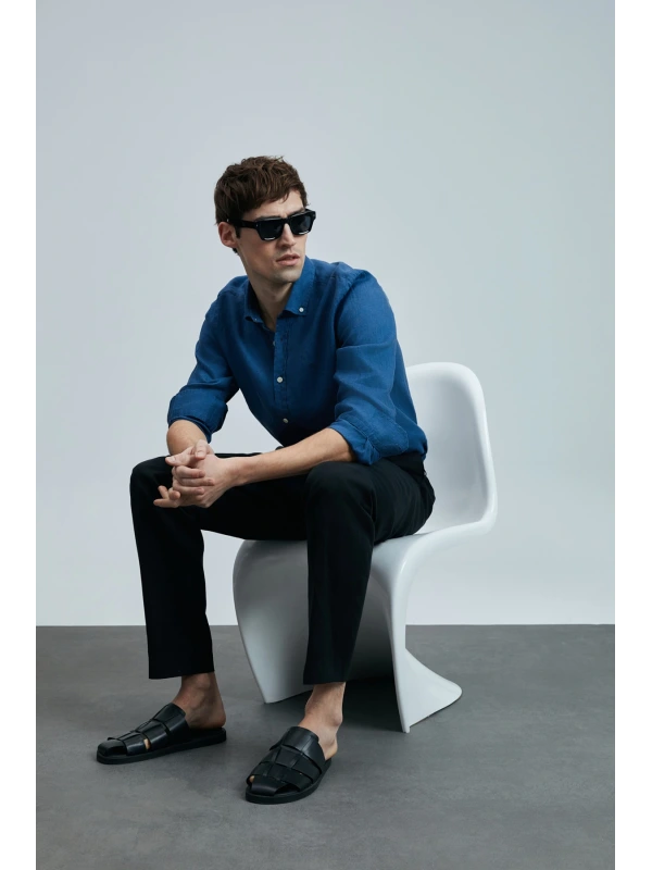 Lufian Erkek Bert Slim Fit Siyah Pantolon 111190352