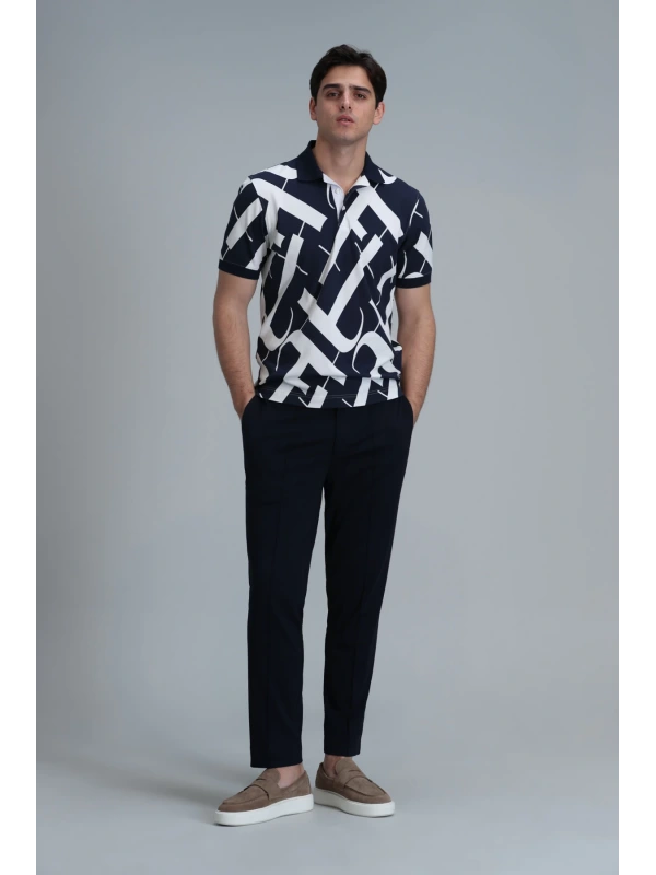 Lufian Erkek Cara Polo Yaka Lacivert T-Shirt 111040180