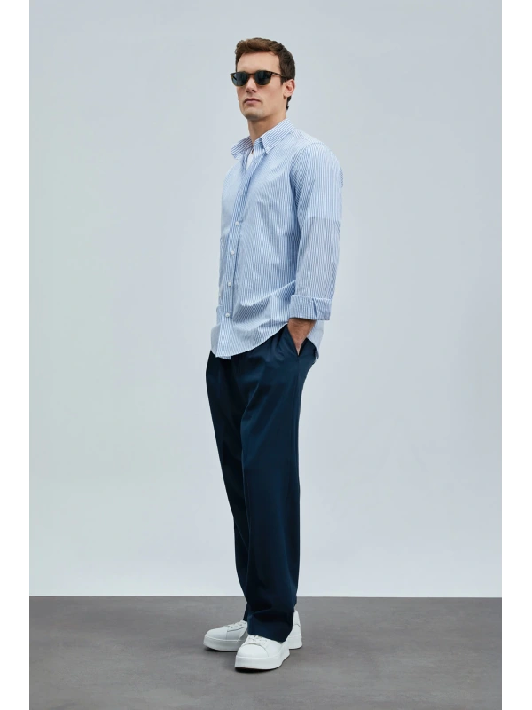 Lufian Erkek Charles Basic Regular Fit Mavi Gömlek 111010638