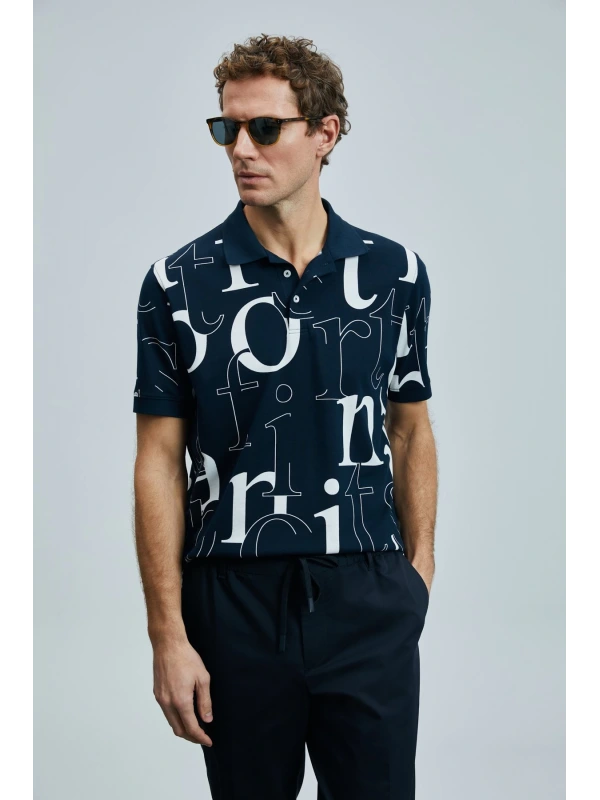 Lufian Erkek Diamond Smart Polo Lacivert T-Shirt 111040219