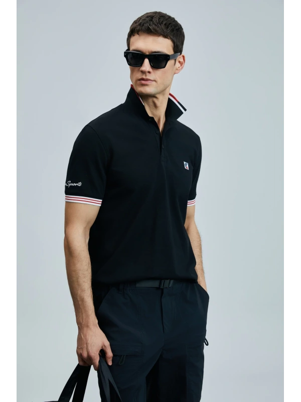 Lufian Erkek Eros Polo Yaka Siyah T-Shirt 111040204