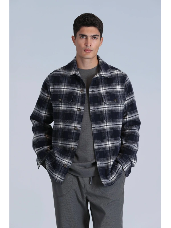 Lufian Fera Erkek Lacivert Basic Slim Fit Gömlek 112010660