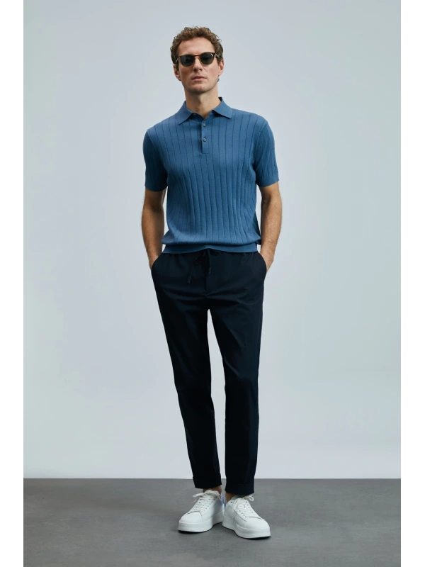 Lufian Erkek Glen Chino Slim Fit Lacivert Pantolon 111190336