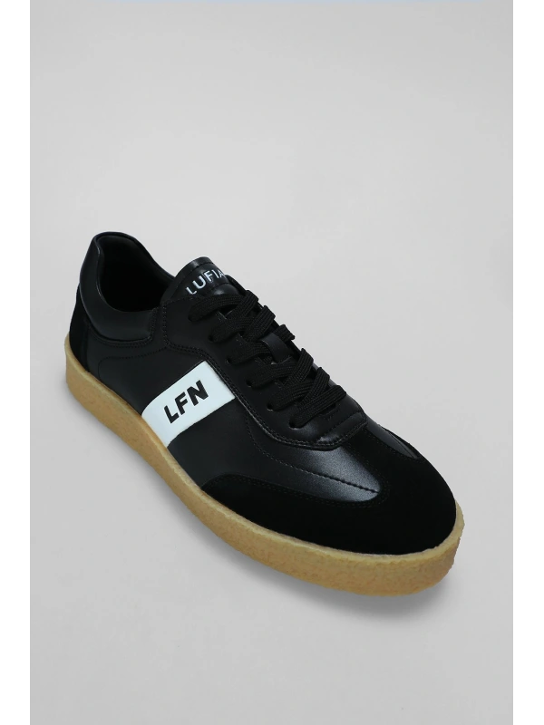Lufian Jonat Erkek Siyah Deri Sneaker Ayakkabı 112230208