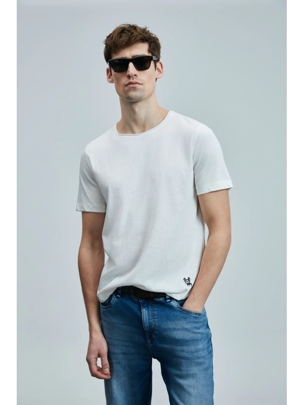 Lufian Erkek Junya Basic Kırık Beyaz T-Shirt 111020259