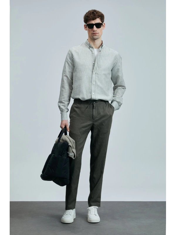 Lufian Erkek Karl Smart Chino Slim Fit Yeşil Pantolon 111190350