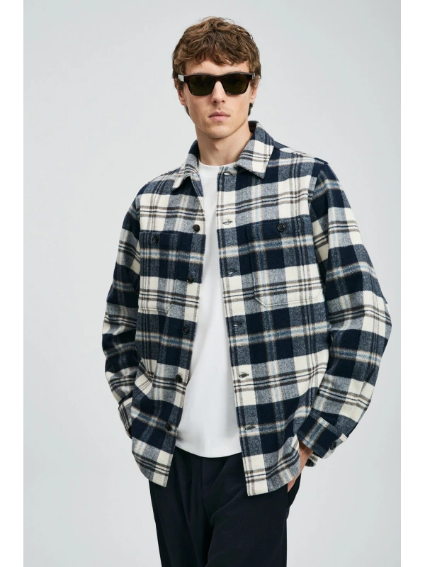 Lufian Kor Erkek Lacivert Basic Regular Fit Gömlek 112010681