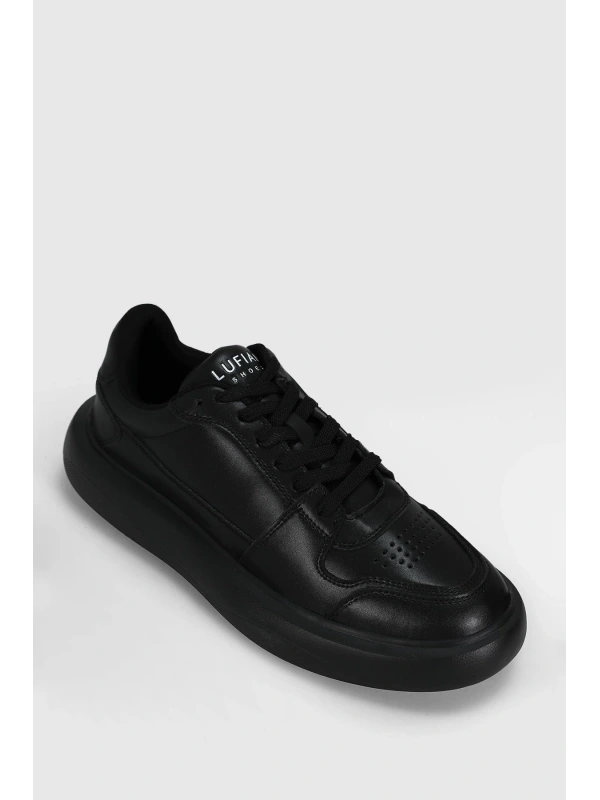 Lufian Mateas Erkek Siyah Deri Sneaker 112230251