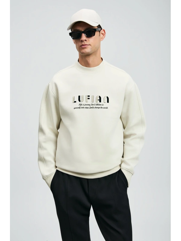 Lufian Oracle Erkek Kırık Beyaz Sweatshirt 112030178