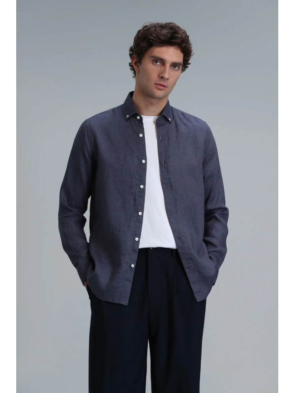 Lufian Pitaya Erkek Keten Antrasit Gömlek 111010630