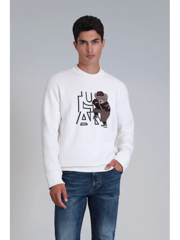 Lufian Pitcher Erkek Kırık Beyaz Sweatshirt 112030138