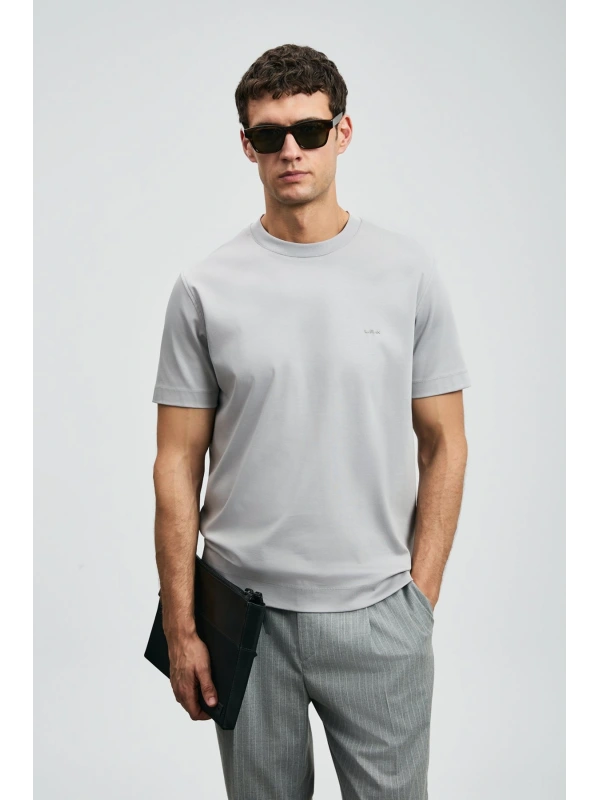 Lufian Roland Erkek Gri Basic T-Shirt 112020058