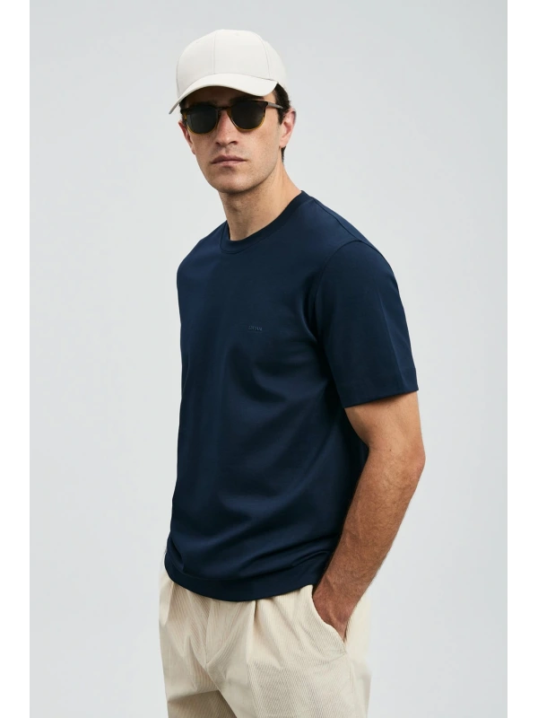 Lufian Roland Erkek Lacivert Basic T-Shirt 112020058