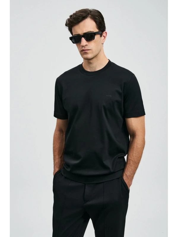 Lufian Roland Erkek Siyah Basic T-Shirt 112020058