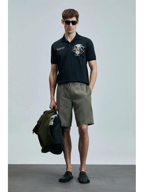 Lufian Ross Chino Erkek Yeşil Slim Şort 111210077