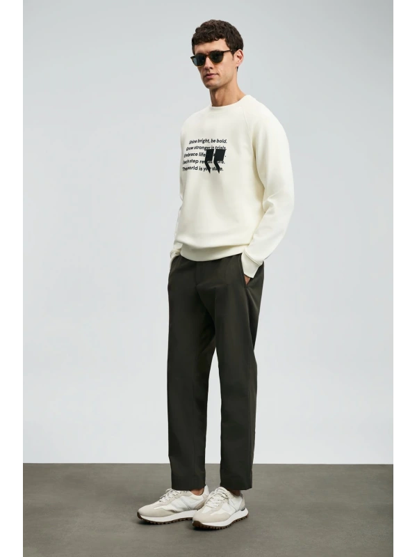 Lufian Erkek Shadow Kırık Beyaz Sweatshirt 112030174