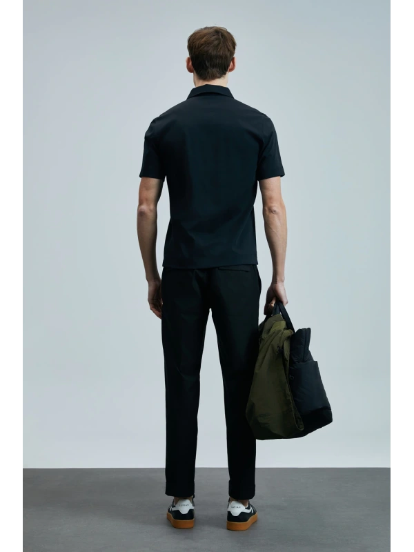 Lufian Erkek Slash Polo Yaka Siyah T-Shirt 111040224