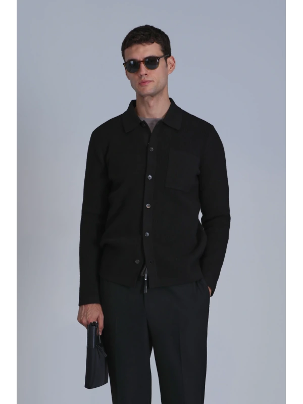 Lufian Soild Erkek Siyah Hırka 112100057