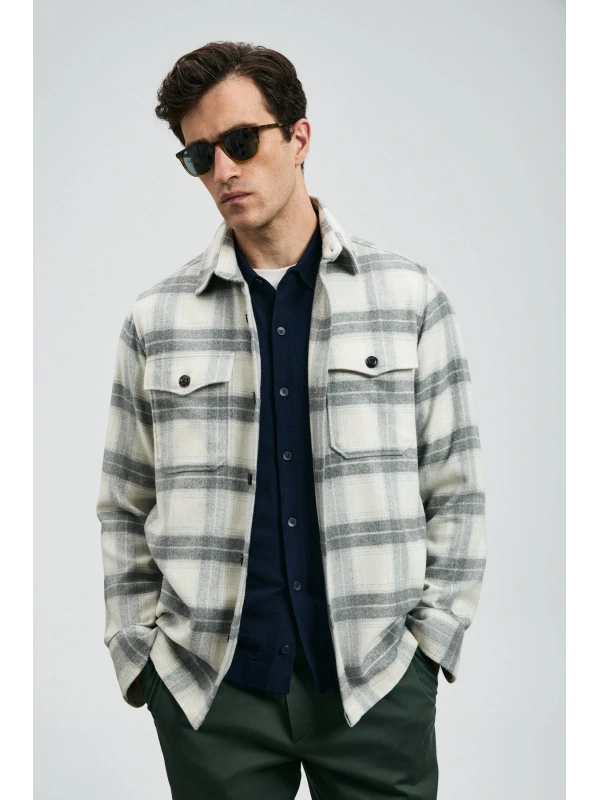 Lufian Valdo Erkek Gri Basic Gömlek Regular Fit 112010669