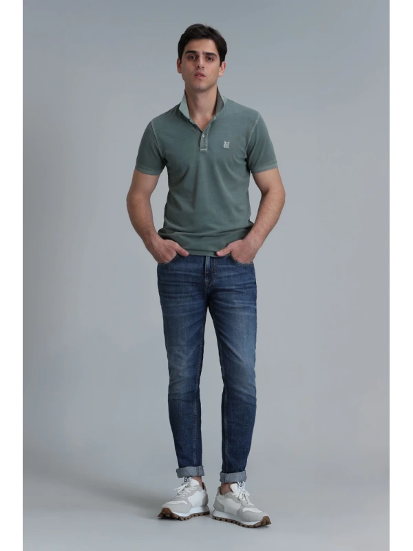 Lufian Erkek Vernon Polo Yaka Nefti Yeşili T-Shirt 111040163