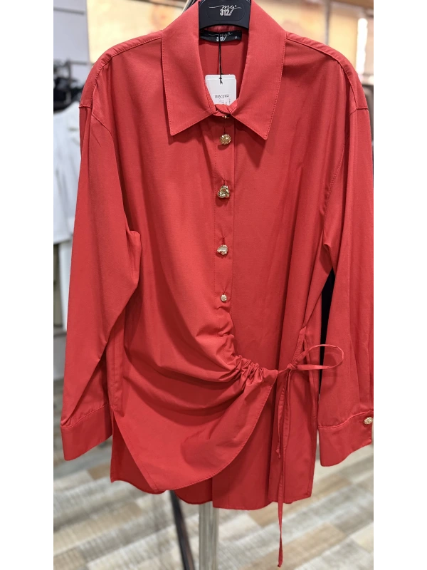 my312 Düğme Detaylı Gömlek 25S8602 Mercan