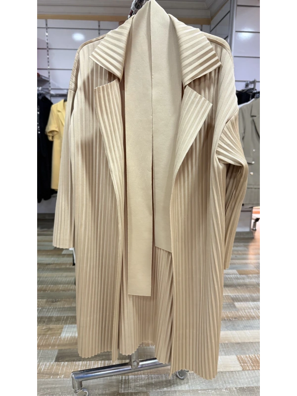 My312 Kadın Bej Pliseli Kap 7850