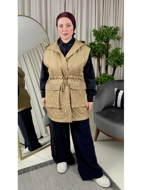 Nuss Cep Taşlı Kapitone Yelek 26K6022