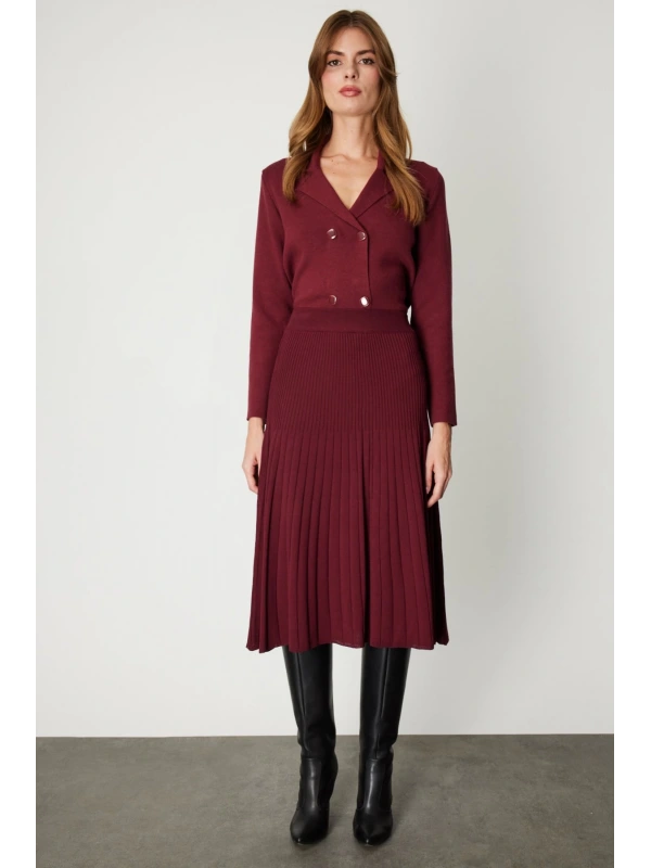 On Fashion Astarlı Midi Triko Etek 69201