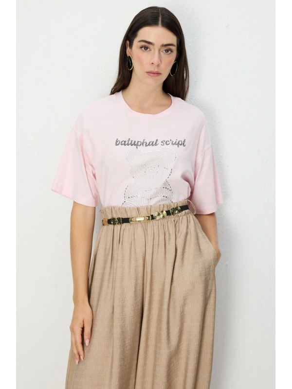 On Fashion Boncuk Baskılı Bluz 70341